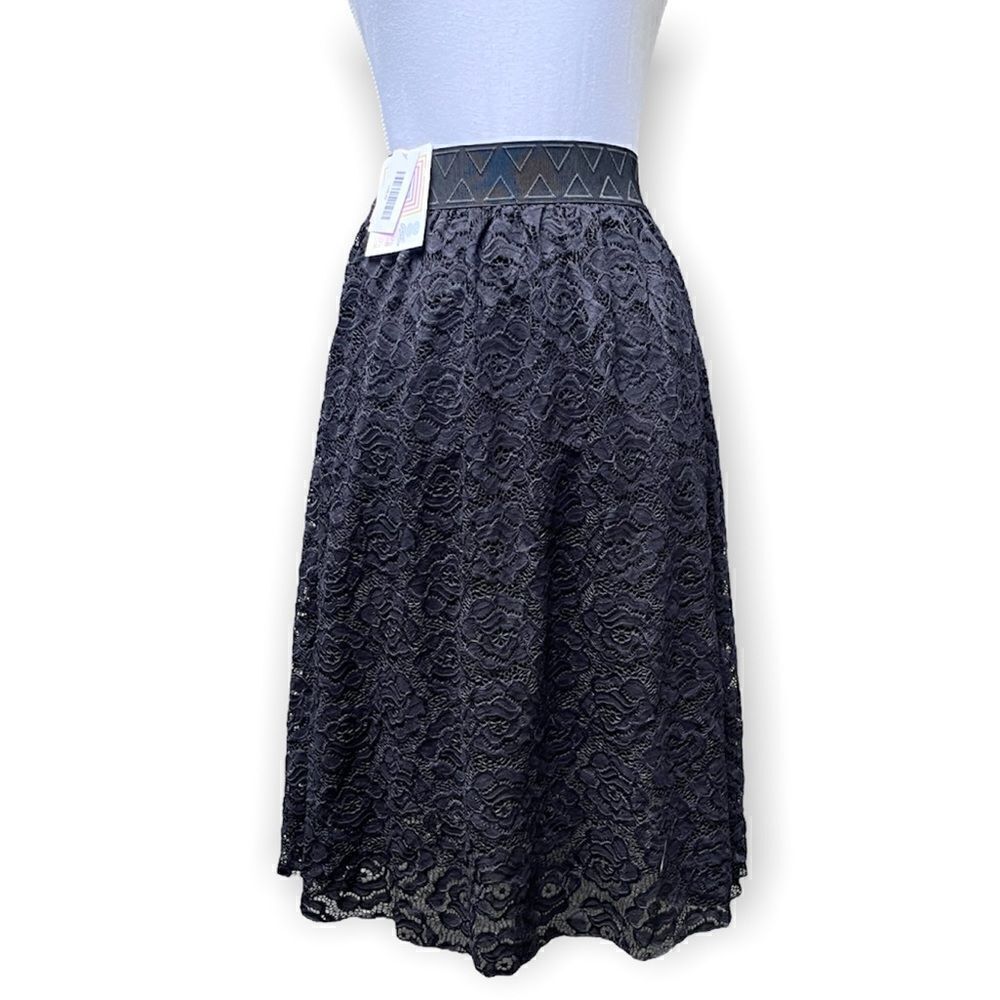 LULAROE LOLA BLACK FLOUNCY LACE MIDI SKIRT NEW WITH TAG XS